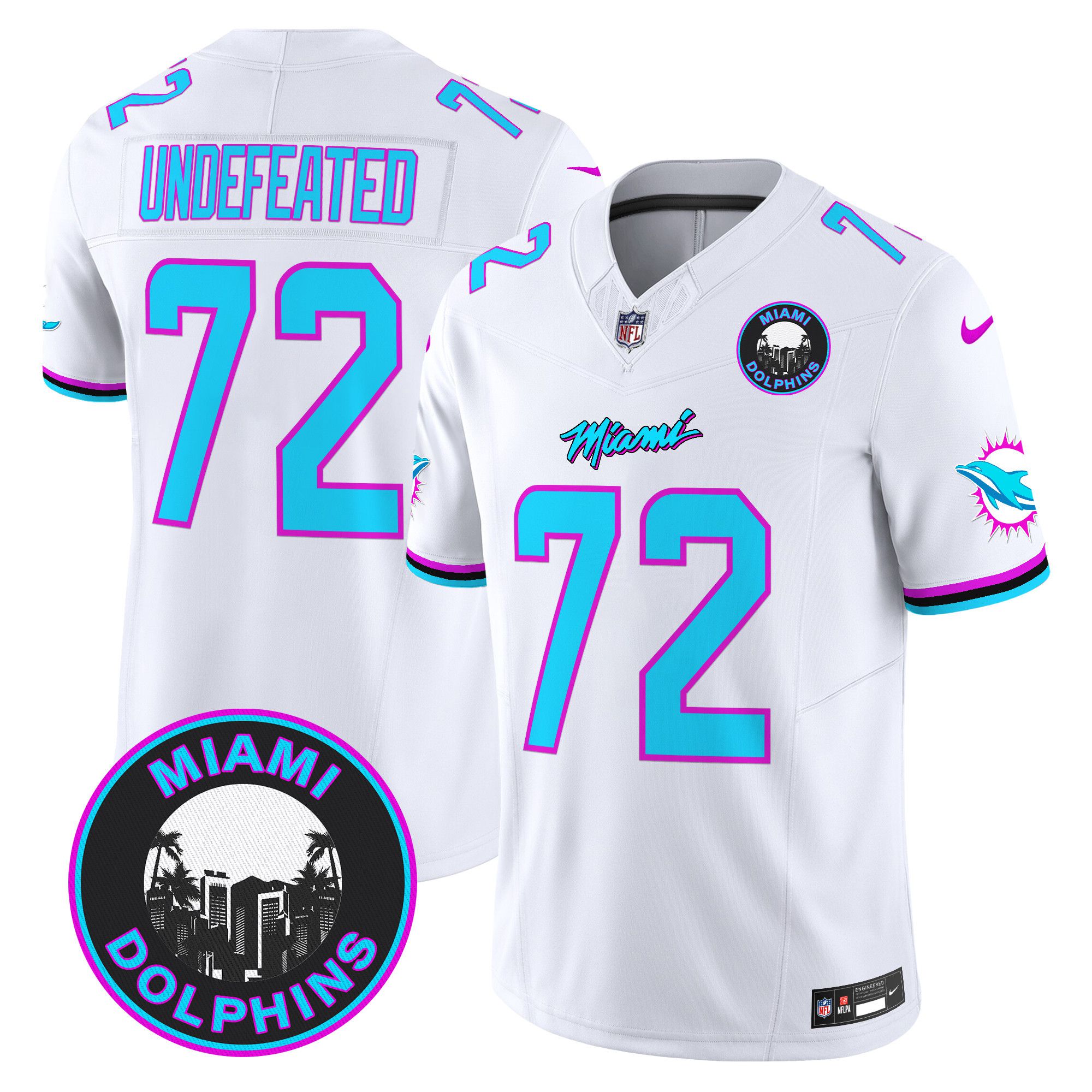 Men Miami Dolphins 72 Undefeated White 2024 Nike Vapor Limited NFL Jersey
